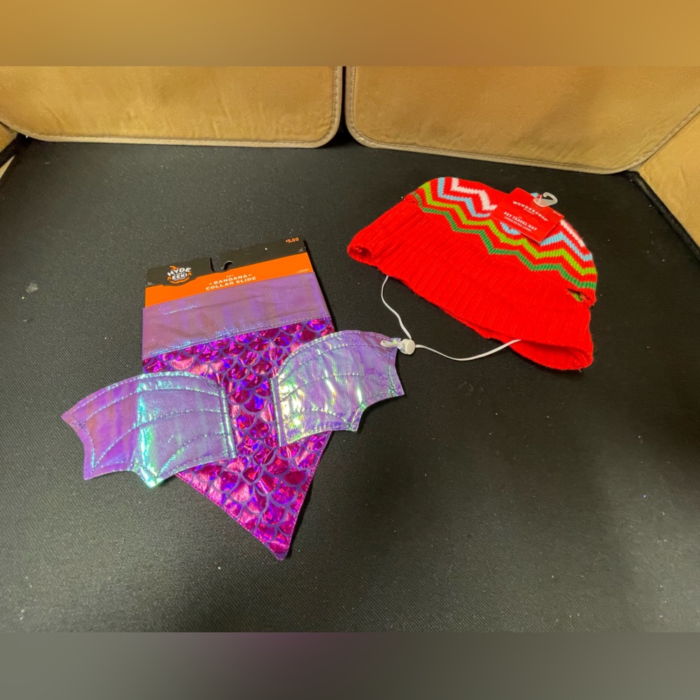 Dog hat, and bandanna collar slide bundle